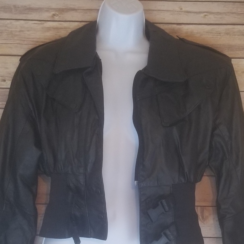 Price Cut!! Black Leather Biker Jacket Medium